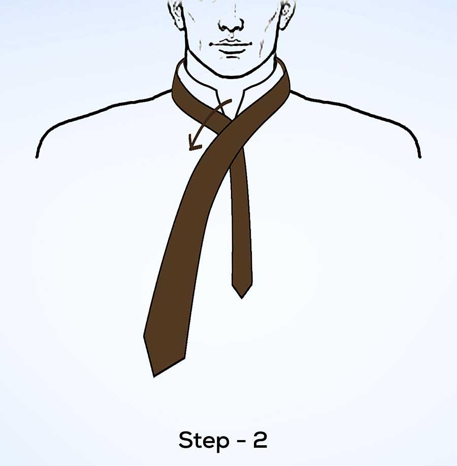 Four in hand knot step 2