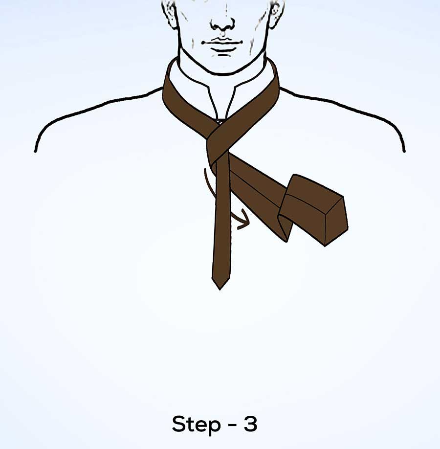 Four in hand knot step 3