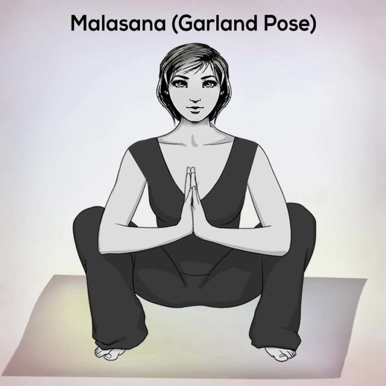 Malasana, Garland Yoga Pose Step Benefit Precaution tips- nexoye