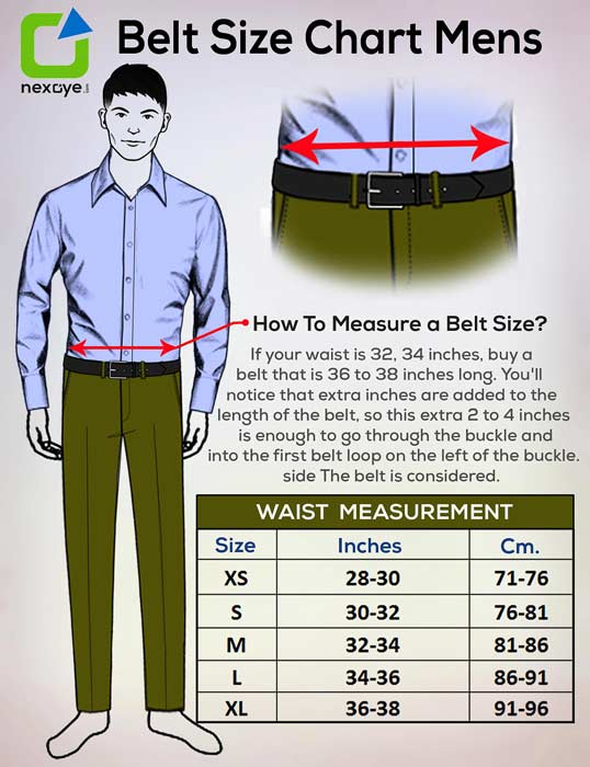 Belt size chart mens