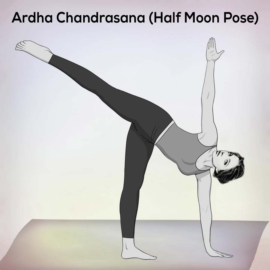 A Girl doing Ardha Chandrasana, it is also called Half Moon Pose.