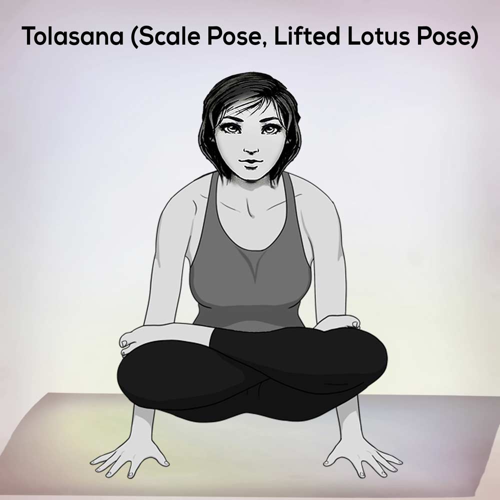 A Girl image Teaching Yoga Tolasana, Scale Pose, Lifted Lotus Steps.
