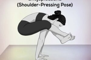 Image of Bhujapidasana, also known as the Shoulder-Pressing Pose or Arm-Pressure Pose.