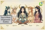 Illustration of zodiac signs representing structured and organized personalities.