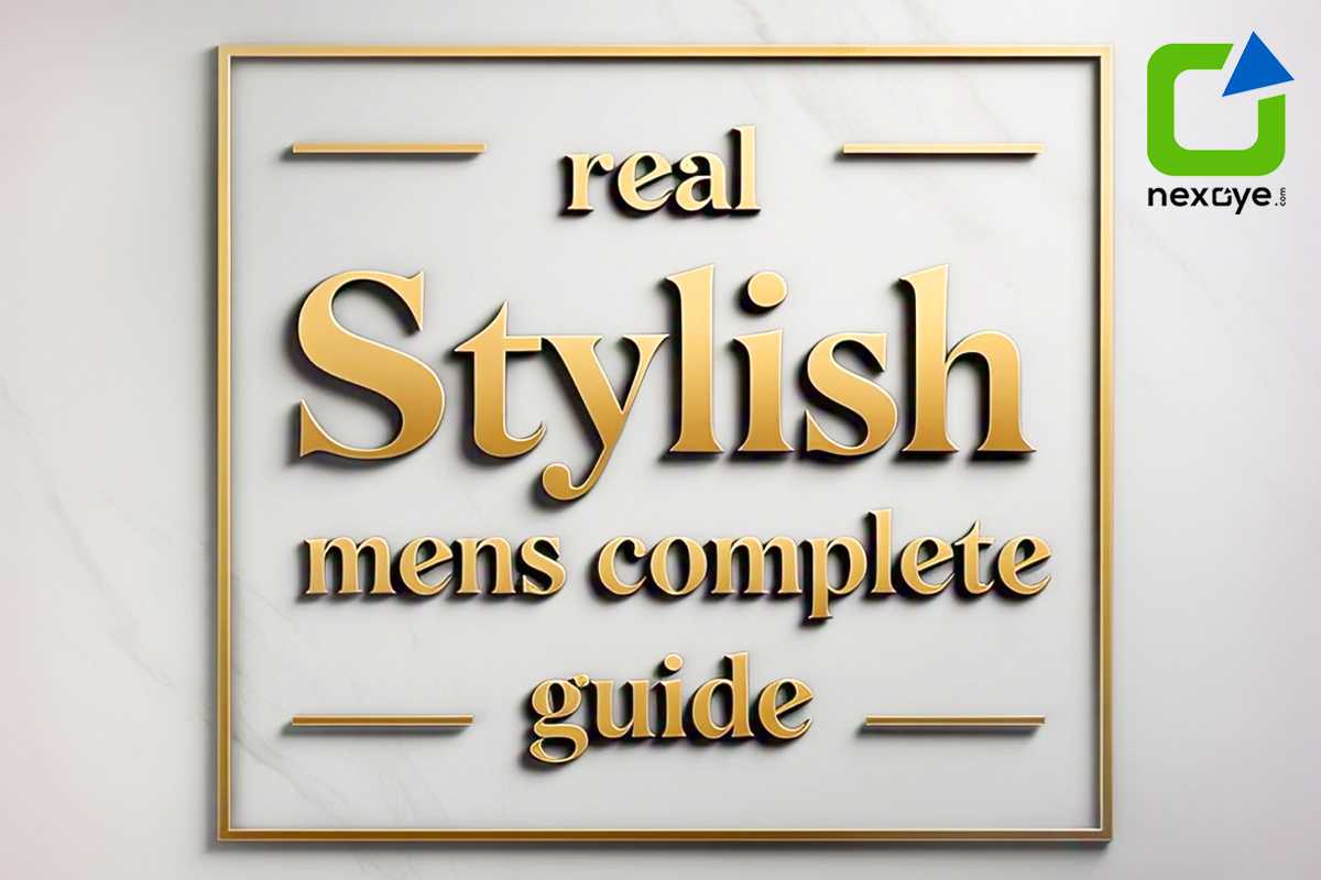 Men style, Real stylish mens complete guide banner showcasing fashion, outfits, and grooming tips.