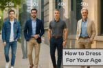 Well-dressed men in their 20s, 30s, 40s, and 50s showcasing how to dress for your age as a man