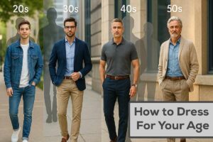 Well-dressed men in their 20s, 30s, 40s, and 50s showcasing how to dress for your age as a man