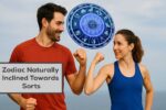 Athletic man and woman representing zodiac signs naturally inclined towards sports