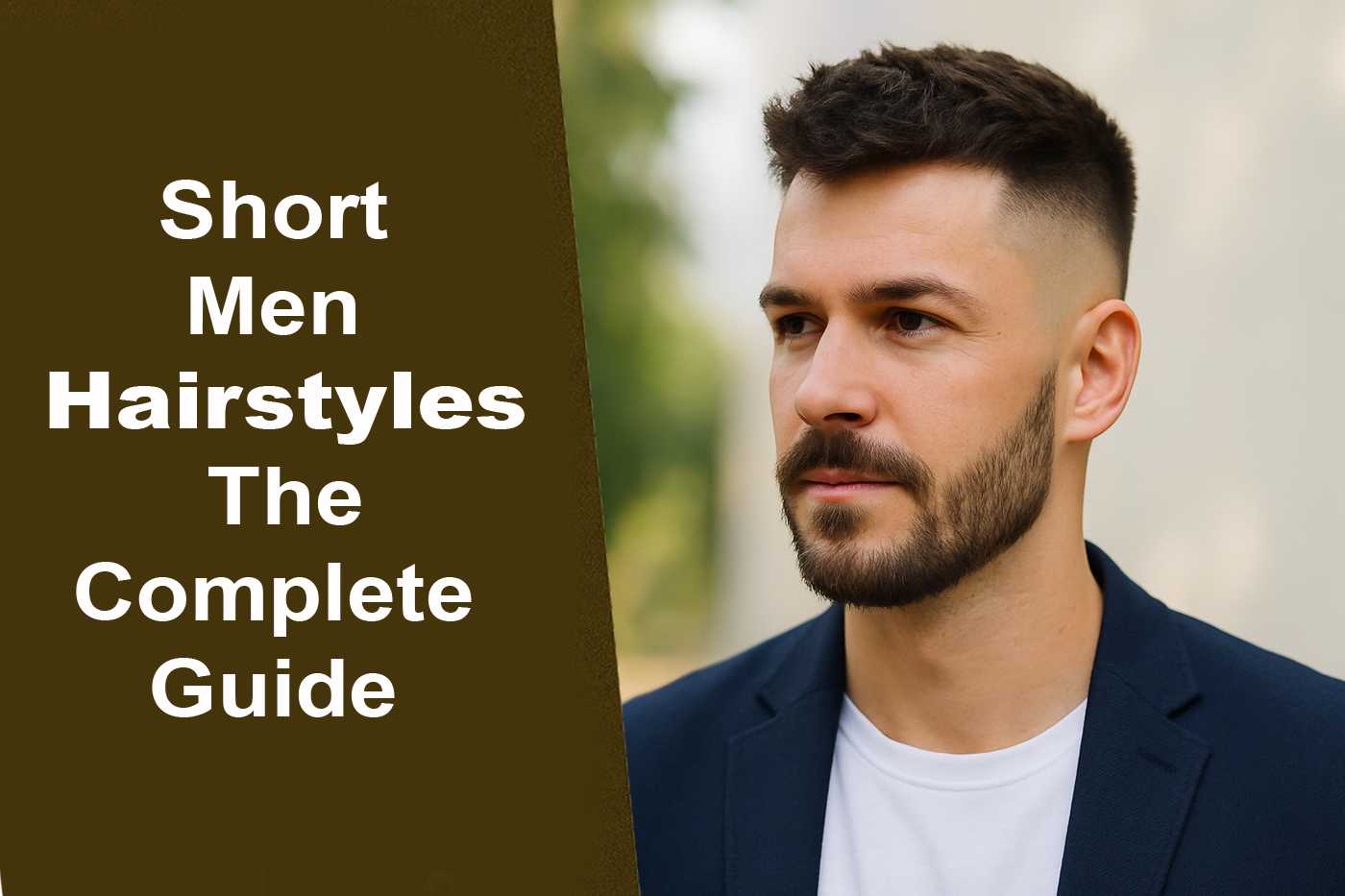 Stylish short men hairstyles guide featuring modern fades, crew cut, buzz cut, textured crop, short pompadour, and curly styles designed to enhance proportions and create a sharp confident look