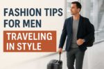 Men’s travel fashion tips – wrinkle-free clothes, slip-on shoes, backpack, and GMT watch for stylish travel.