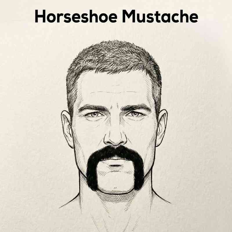Horseshoe mustache sketch shaped like an inverted U