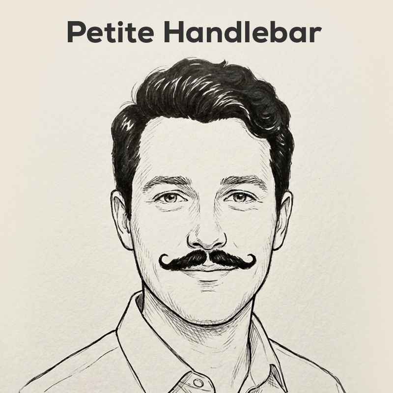 Petite handlebar mustache sketch with small curled tips