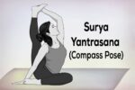 Yoga practitioner demonstrating Compass Pose (Surya Yantrasana) with a lifted leg, deep side stretch, and proper hip opening.