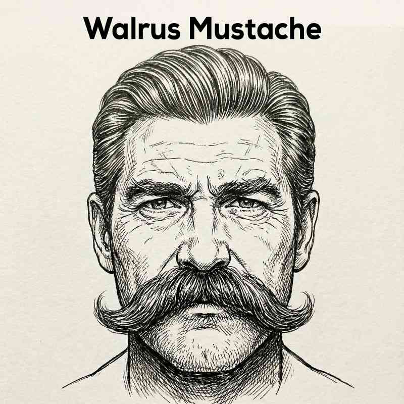 Walrus mustache sketch covering the upper lip