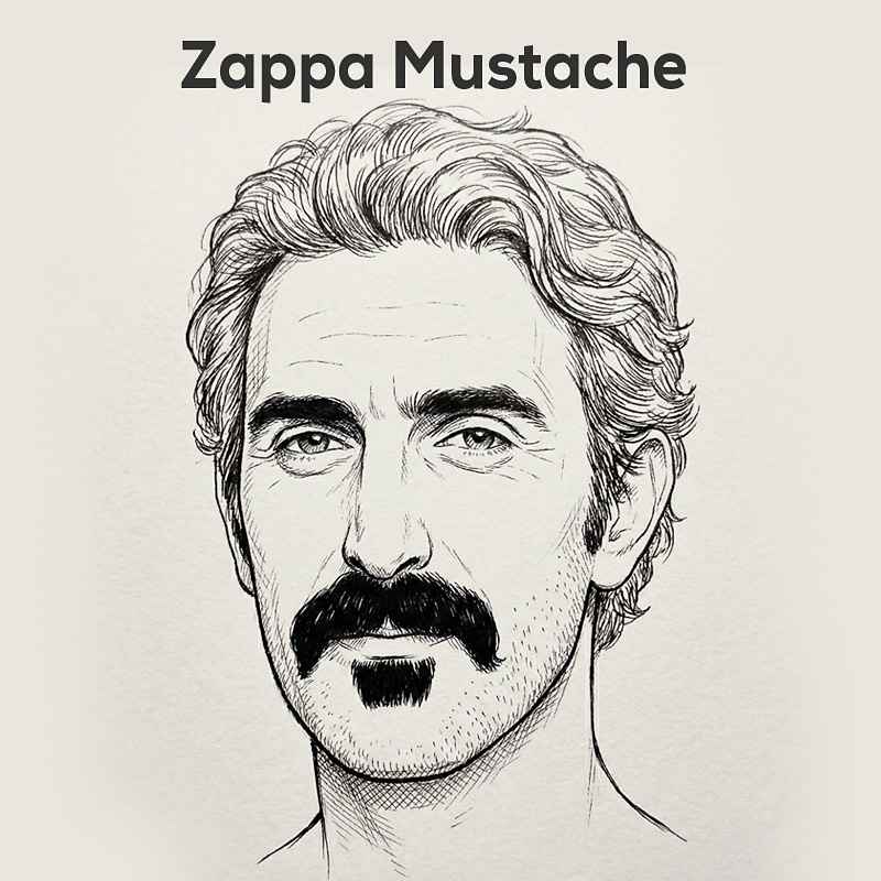 Zappa mustache sketch with soul patch
