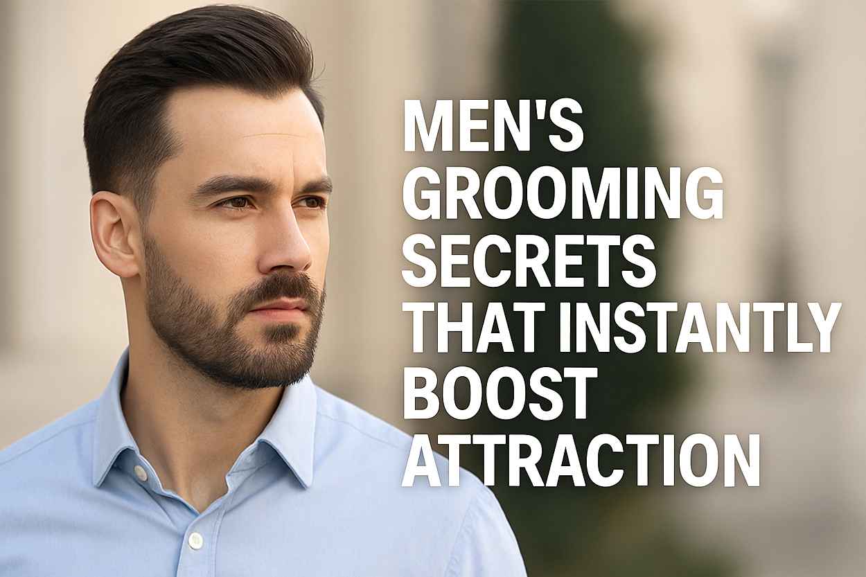 Well-groomed man with styled hair and trimmed beard showing men’s grooming secrets that boost attraction