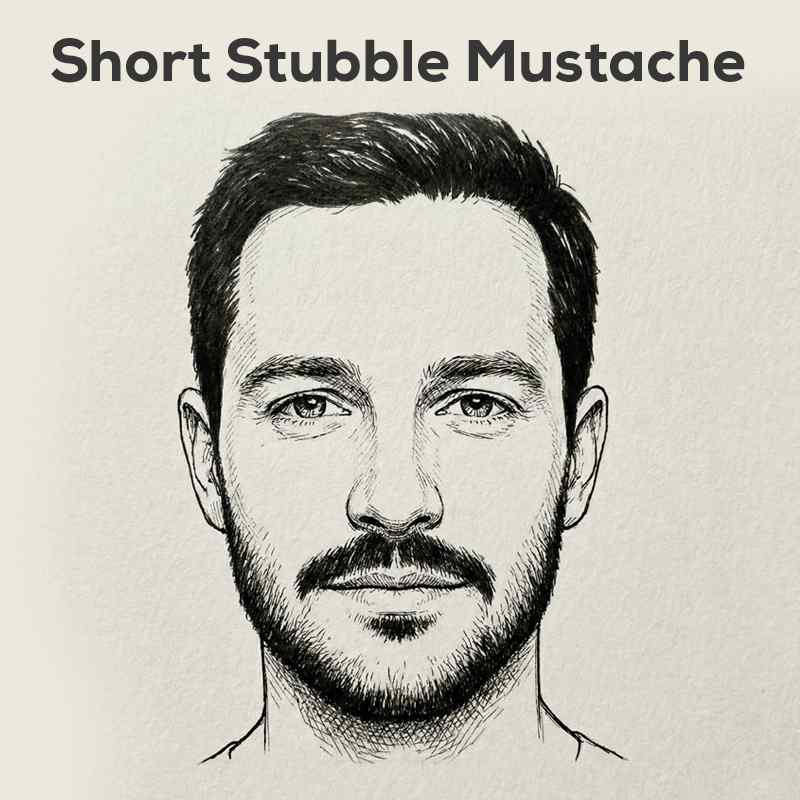 Short stubble mustache sketch with light hair growth