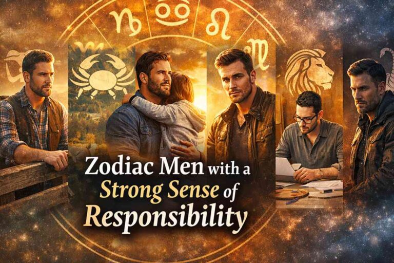 Zodiac men with a strong sense of responsibility shown through Capricorn, Taurus, Cancer, Leo, Virgo, and Scorpio traits