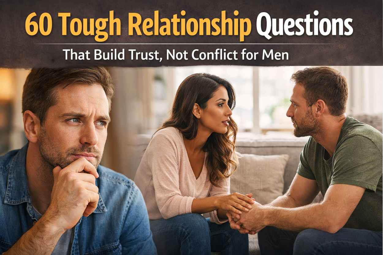 Man and couple having a deep, honest relationship conversation about trust and emotional connection