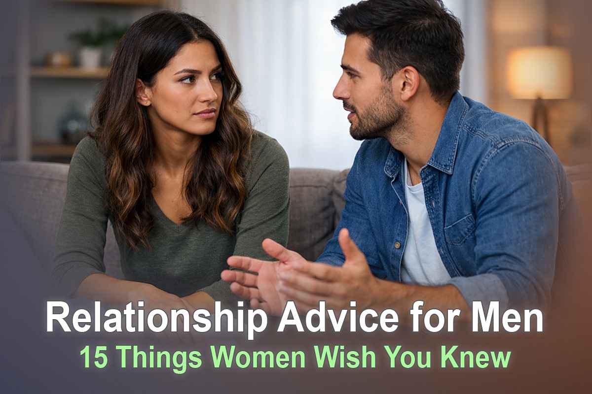 Relationship advice for men showing a couple having a serious conversation about emotions and communication