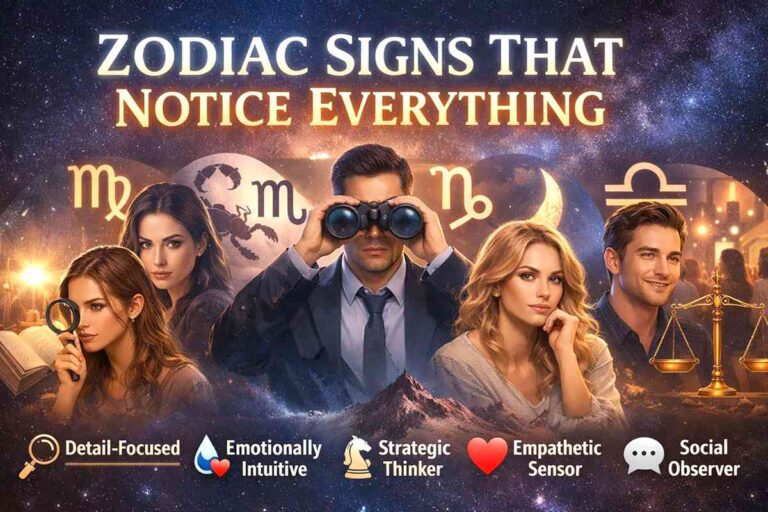 Zodiac signs that notice everything showing Virgo, Scorpio, Capricorn, Cancer and Libra as the most observant personalities