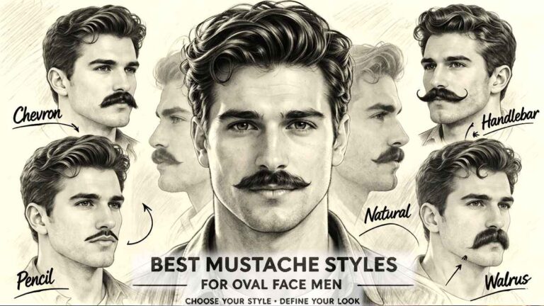 pencil sketch of oval face man showing different mustache styles chevron handlebar pencil natural walrus