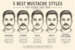 best mustache styles for round face men sketch illustration