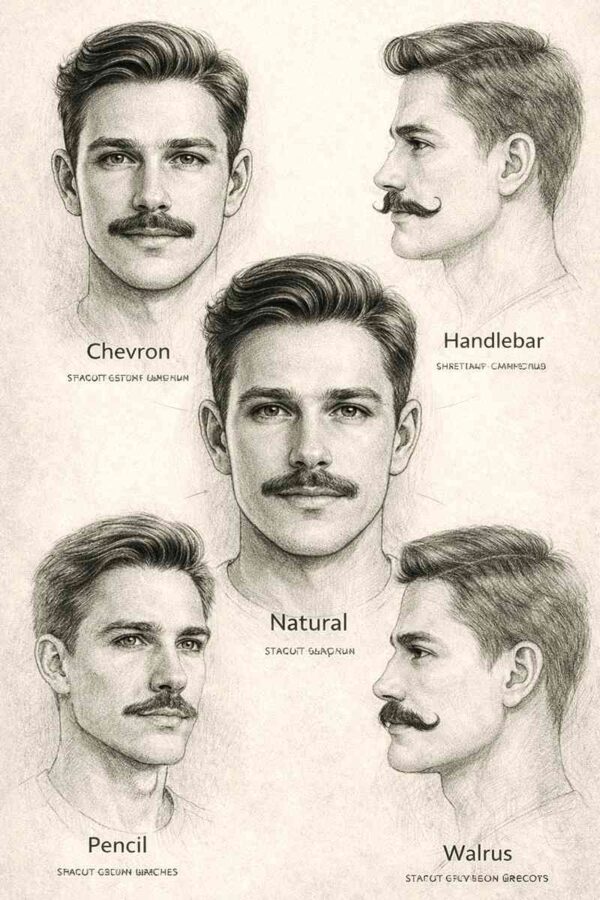 different mustache styles for oval face men chevron handlebar pencil natural walrus pencil sketch