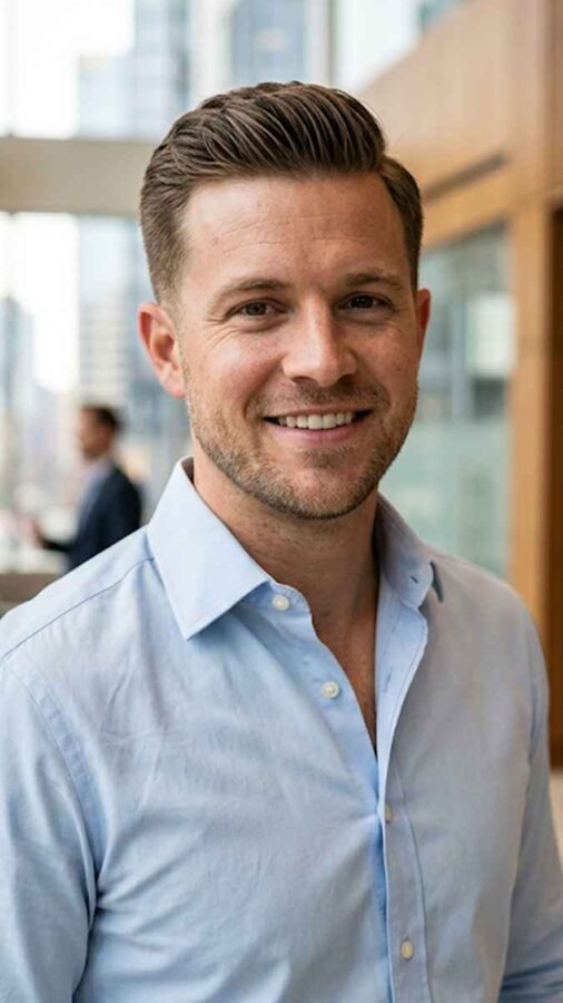 Elegant Ivy League hairstyle for professional men