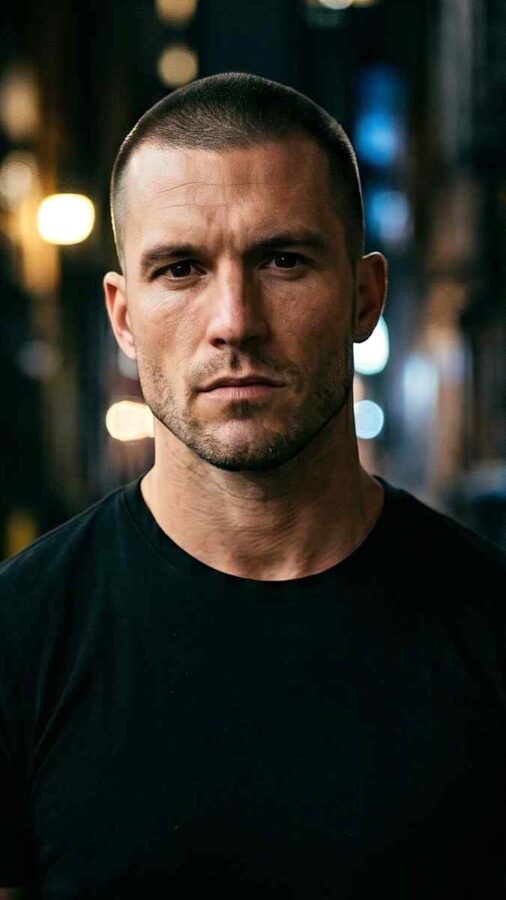 Clean buzz cut hairstyle for modern men