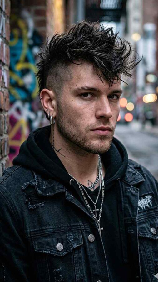 Modern faux hawk hairstyle with edgy texture
