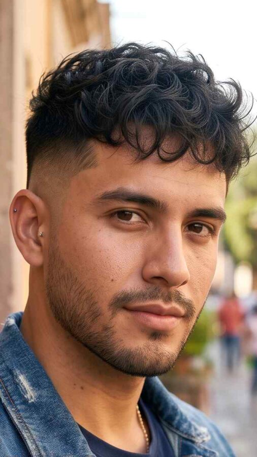 Modern low fade hairstyle with textured top hair