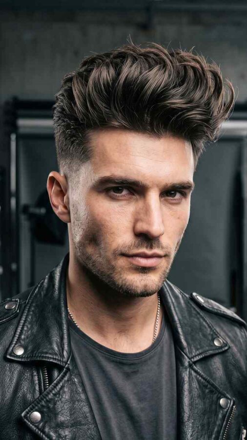 Modern quiff hairstyle with textured volume