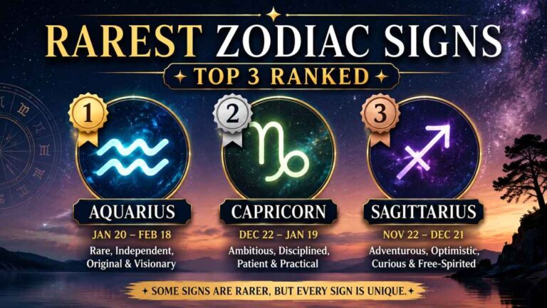 Top three rarest zodiac signs ranked: Aquarius first, Capricorn second, and Sagittarius third.